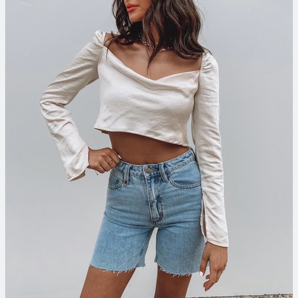 Princess Polly Long Sleeve Champagne Top